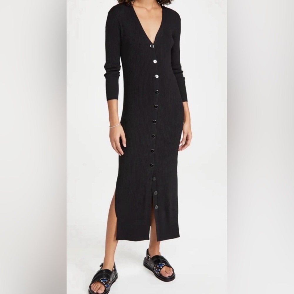 Line & Dot Black Simone Button-Down Sweater Dress Size XS